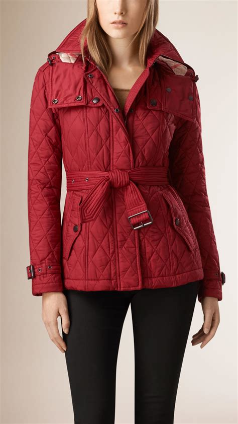 burberry red quilted coat|Burberry quilted jacket outlet.